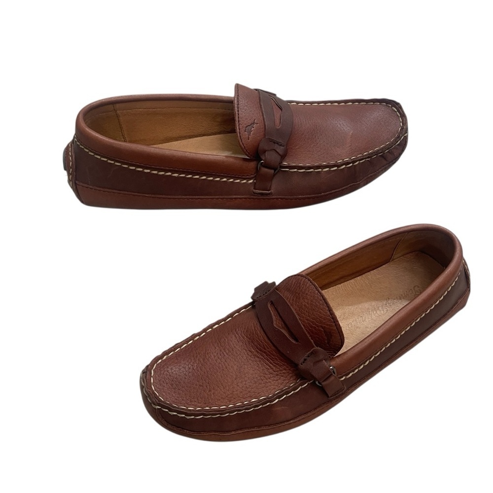 Tommy Bahama Paradise City Brown Leather Slip On Loafers Men’s Size 9.5